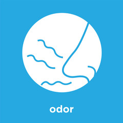 odor icon isolated on blue background