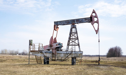 oil pumps in summer on blue sky background