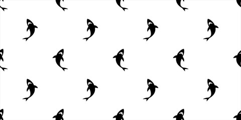 shark seamless pattern vector dolphin fin isolated whale sea ocean wave island beach tropical summer background wallpaper