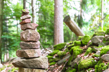 Stone pyramid in the forest