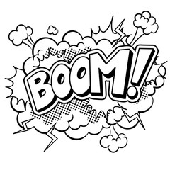 Boom word comic book coloring vector illustration