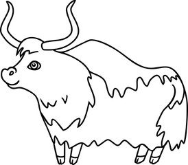 Wild cartoon yak coloring page
