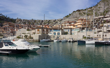Fototapeta na wymiar Luxury Boats in Portopiccolo near Trieste, Italy