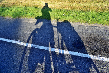 Shadow of the bicycle on the ground