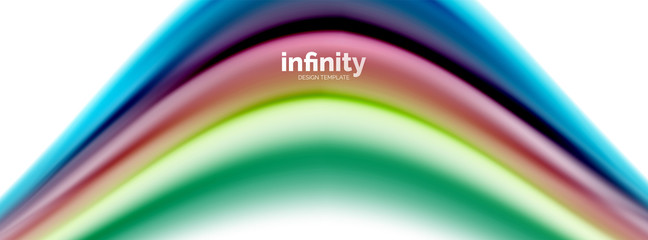 Flowing fluid colors vector, blurred colorful 3d gel shape on white