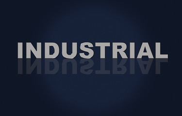Text Industrial, metallic font effect. Reflection of text.