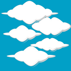collection of white clouds set illustration isolated on blue background
