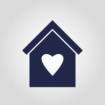 Love home, house with heart icon isolated flat vector design
