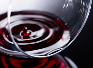 Glass of red wine, macro shot .
