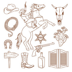 Monochrome Wild West Icons Collection