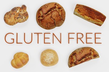 Realistic 3D Render of Gluten Free Food