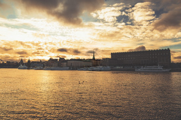 Naklejka premium Stockholm city in the evening