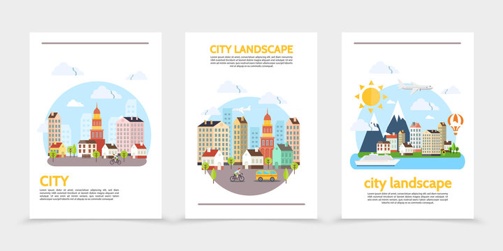 Flat City Landscape Vertical Banners