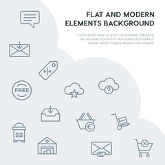 cloud and networking, email, shopping outline vector icons and elements background concept on grey background.Multipurpose use on websites, presentations, brochures and more