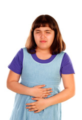 Fototapeta premium Brunette girl with stomach ache