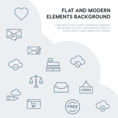 cloud and networking, email, shopping outline vector icons and elements background concept on grey background.Multipurpose use on websites, presentations, brochures and more