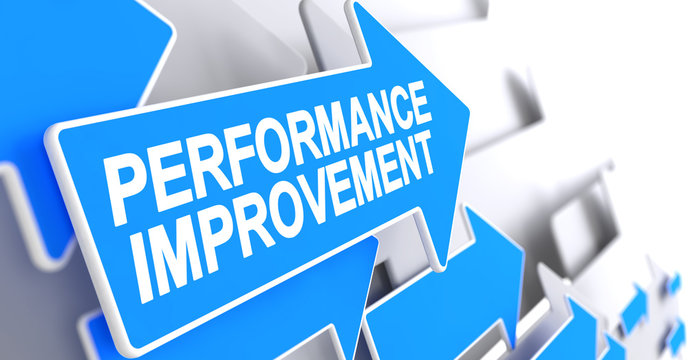 Performance Improvement - Message on Blue Pointer. 3D.