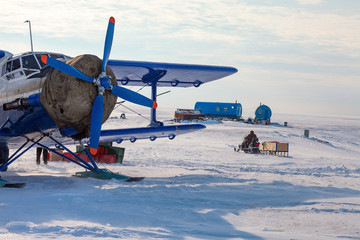 Airplane in winter tundra