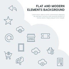 cloud and networking, email, shopping outline vector icons and elements background concept on grey background.Multipurpose use on websites, presentations, brochures and more
