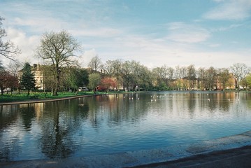 Fototapeta na wymiar Boating pond, Queen's Park, Glasgow.