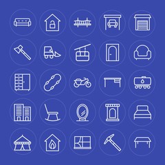 Fototapeta na wymiar Modern Simple Set of transports, industry, buildings, furniture Vector outline Icons. Contains such Icons as architecture, retro, door and more on blue background. Fully Editable. Pixel Perfect.