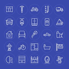 Modern Simple Set of transports, industry, buildings, furniture Vector outline Icons. Contains such Icons as  text, bedroom,  auto, light and more on blue background. Fully Editable. Pixel Perfect.