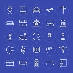 Fototapeta na wymiar Modern Simple Set of transports, industry, buildings, furniture Vector outline Icons. Contains such Icons as emergency, interior, oil, car and more on blue background. Fully Editable. Pixel Perfect.