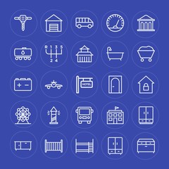 Fototapeta na wymiar Modern Simple Set of transports, industry, buildings, furniture Vector outline Icons. Contains such Icons as measure, furniture, bedroom and more on blue background. Fully Editable. Pixel Perfect.