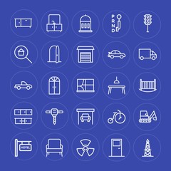 Fototapeta na wymiar Modern Simple Set of transports, industry, buildings, furniture Vector outline Icons. Contains such Icons as door, work, entrance, arc and more on blue background. Fully Editable. Pixel Perfect.