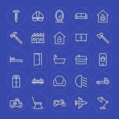 Fototapeta na wymiar Modern Simple Set of transports, industry, buildings, furniture Vector outline Icons. Contains such Icons as bike, biker, lamp, desk and more on blue background. Fully Editable. Pixel Perfect.