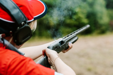 woman shooter headphones looks result shot hunting rifle