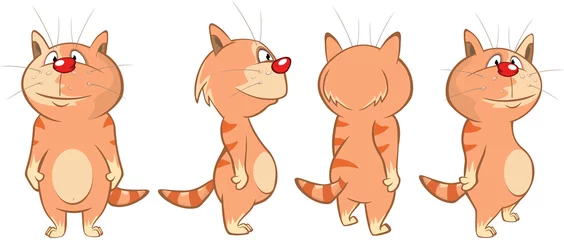 Raamstickers  Illustration of a Cute Cat. Cartoon Character © liusa