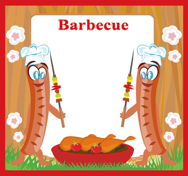 Cheerful sausage - funny invitation