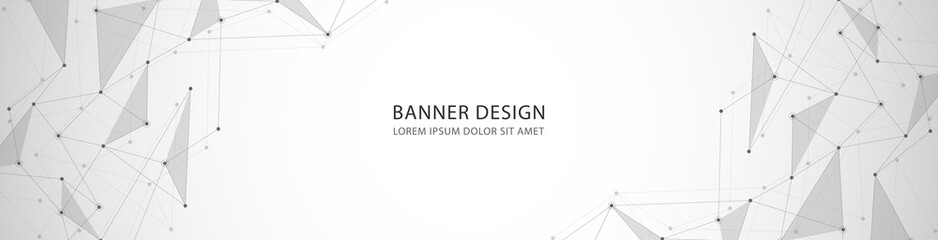 Vector banner design, network connection with lines and dots