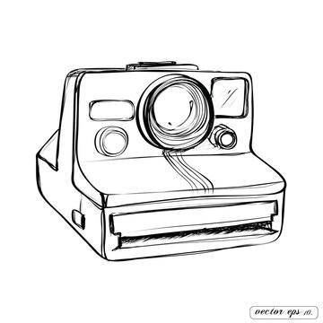 camera instant polaroid sketch vector illustration eps10 Stock Vector |  Adobe Stock