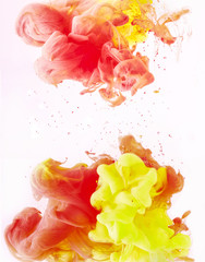 wallpaper with yellow and red paint swirls, isolated on white