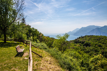 View of nice mountain view Garda Lake. Lago di Garda from from Monte Baldo. 