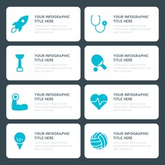 Flat health, science, sports, kids and toys infographic timeline template for presentations, advertising, annual reports