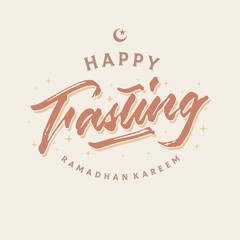 happy fasting ramadhan roughen brush lettering typography greeting card poster