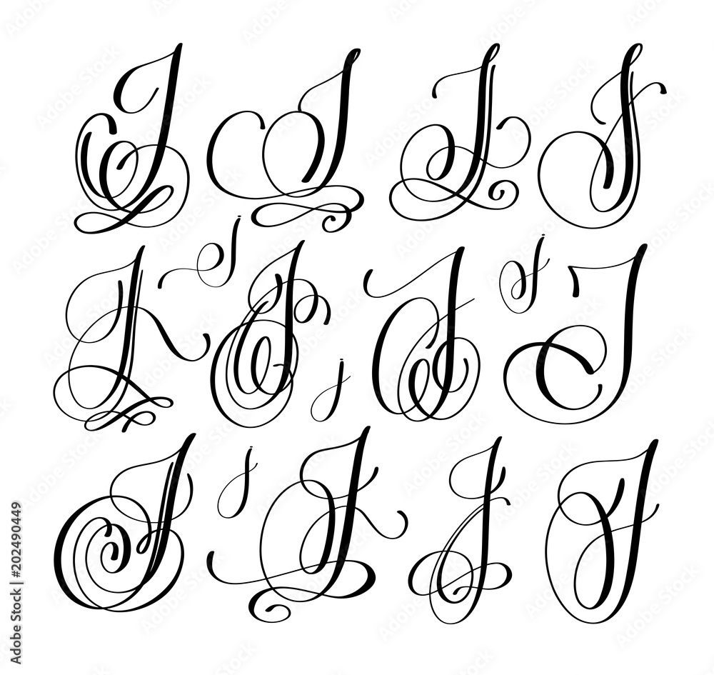 Canvas Prints calligraphy lettering script font j set, hand written