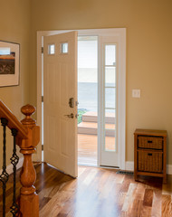 Front door and hall with wooden floor