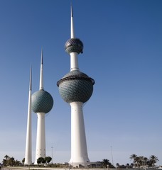 Exterior view to fresh water reservoir aka Kuwait Towers, Kuwait
