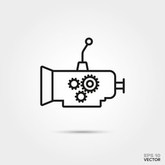 Car gearbox vector line icon. Automotive parts, repair and service symbol. 