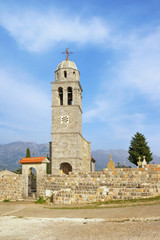 Fototapeta na wymiar View of Saint Jovan Church in Tivat village Bogisici, Montenegro