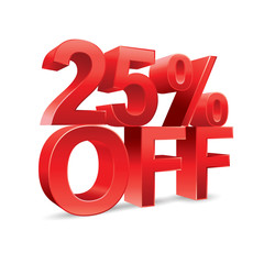 25 percent off Promotional discount on white background