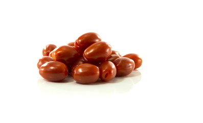 small red tomatoes on white background