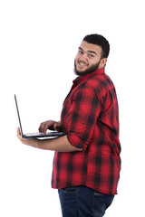 typing on the laptop