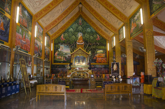 Wat Chonprathan Rangsan for thai people visit and praying respect Gilded Buddha image in Tak, Thailand