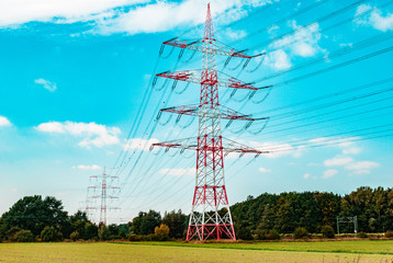 red white pylon, low angle