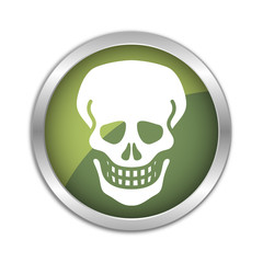 Button Set - dunkelgrün mit silbernem Ring - Totenschädel